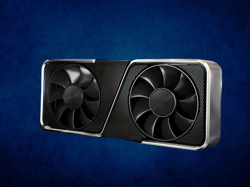 Grafička kartica NVIDIA GeForce RTX 4050 na plavoj pozadini
